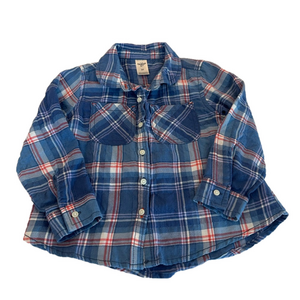 4/20$ Toddler Blue Plaid Flannel Button Down Shirt size 3T